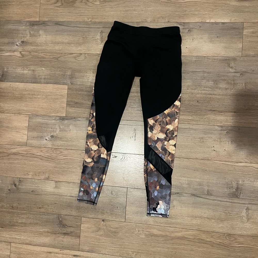Athleta Black and Brown Patterned Leggings